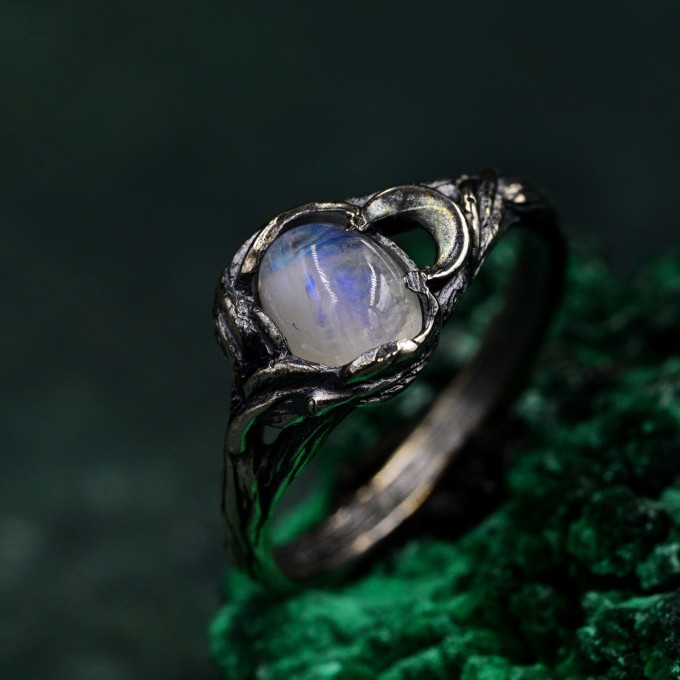 Moon Phase Silver Ring & Nature Inspired Twig Engagement Ring