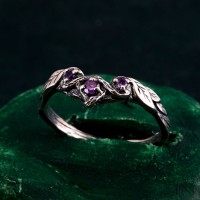 Artisan Amethyst Silver Ring - Luxurious Gold Overlay, Elegant Purple Gemstone, Perfect Gift for Her