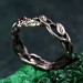 Garnet Twig Silver Ring with Dainty Branch and Petite Leaf Design