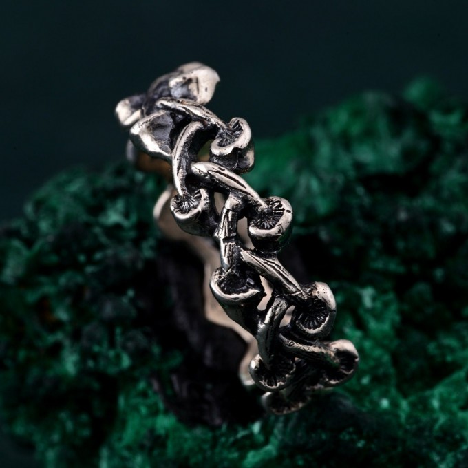 Mushroom Tale Ring - Silver Nature-Inspired Fantasy Forest Symphony Jewelry