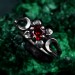 Lunar Trinity Garnet Ring – Triple Goddess Celestial Jewelry