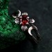 Celestial Crescent Engagement Ring – Lunar Trinity Garnet Ring, Mystic Silver Moon Trio, Triple Goddess Garnet Ring