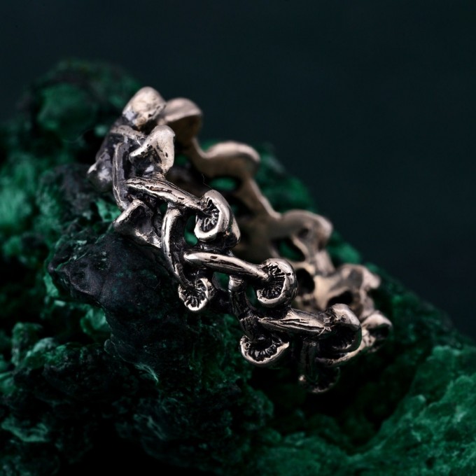 Mushroom Fantasy Ring - Nature-Inspired Silver Forest Symphony Ring
