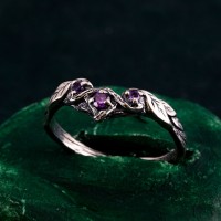 Amethyst Silver Ring - Elegant Handcrafted Gemstone Jewelry, Unique Artisan Purple Stone Ring, Gift for Her