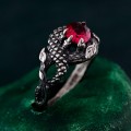 Serpent's Flame: Gothic Ruby Snake Ring