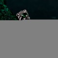 Sterling Silver Leaf with Emerald – Emerald Oak Leaf Silver Ring, Oak Leaf and Emerald Silver Ring, Silver Oak Ring, Silver Oak Leaf Band