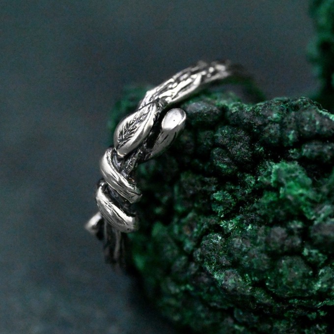 Enchanted Vines: Gothic Silver Nature Ring