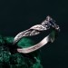 Whispers of Dusk: Gothic Leaf Sapphire Ring