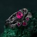 Enchanted Forest Silver Ring Set - Whimsical Leaf Design Wedding Stack