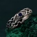 Celtic Pattern Wedding Band with Sapphire - Unique Tree Bark Texture Ring for Couples