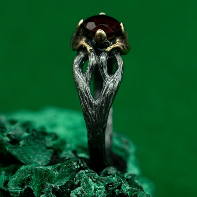 Whispers of the Woods: Gothic Garnet Ring