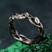 Woodland Fairycore Silver Eternity Ring – Men's Leafy Vine Engagement Band, Braided Tree Branch Silver Ring, Leaf Design Band