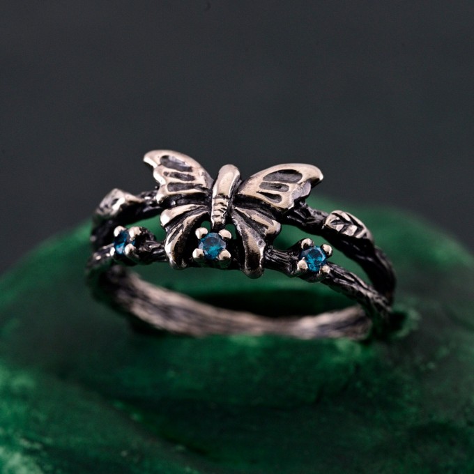 Sterling Silver Butterfly Ring - Whimsical Fairy Garden Jewelry
