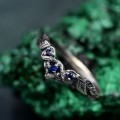 Whispers of Twilight: Gothic Leaf Sapphire Ring