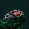 Silver Nature Ring: Garnet Branch-Inspired Engagement Ring for Her