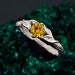 Sylvan Citrine Engagement Ring – Silver Nature-Inspired Band, Elven Leaf Design, Woodland Aesthetic Jewelry for Her