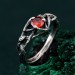 Unique Ring for Women's Engagement – Silver Nature-Inspired Design, Garnet Branch Ring, Perfect Gift for Her