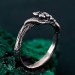 Nature-Inspired Twig & Leaf Ring with Silver Twisted Branch Band