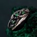 Green Emerald Leafy Band – Nature-Inspired Wedding Ring with Minimalist Bohemian DesignGreen Emerald Leafy Band – Nature-Inspired Wedding Ring with Minimalist Bohemian Design