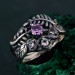 Mystical Amethyst Tree Ring - Enchanted Forest Handcrafted Leafy Silver Engagement Ring