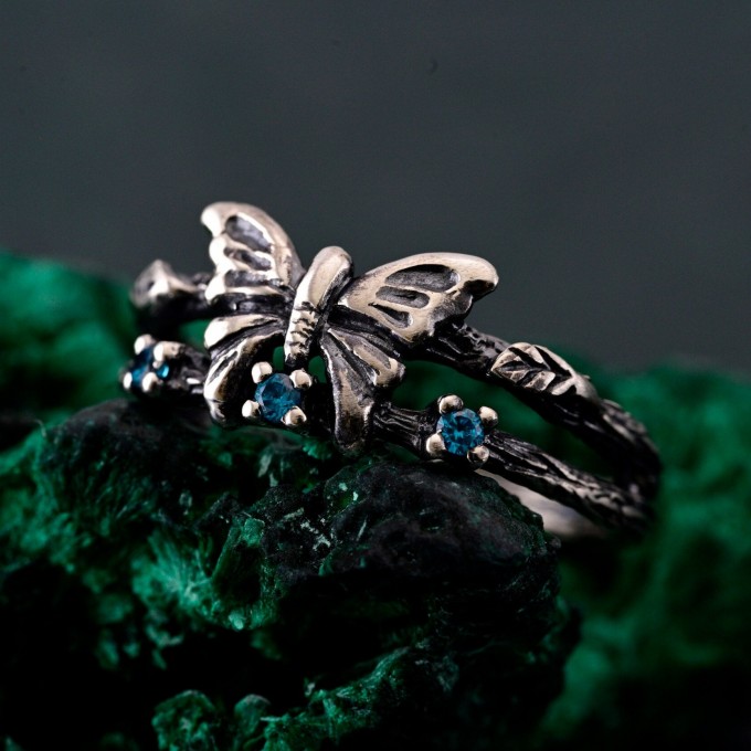 Sterling Silver Butterfly Ring - Whimsical Fairy Garden Jewelry