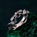 Garnet Twig Silver Ring with Dainty Branch and Petite Leaf Design