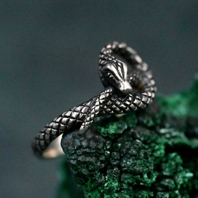 Unique Handcrafted Silver Serpent Gorgon Ring – Mystical Gothic Design, Powerful Symbolic Jewelry Gift