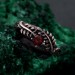 Garnet Fern Branchlet Ring - Woodland Fern Band with Graceful Frond Design