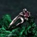 Celestial Crescent Engagement Ring – Lunar Trinity Garnet Ring, Mystic Silver Moon Trio, Triple Goddess Garnet Ring
