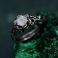 Elven Men's Silver Sapphire Vine Ring – Unique Fantasy Wedding Ring, Nature-Inspired Witchy Jewelry