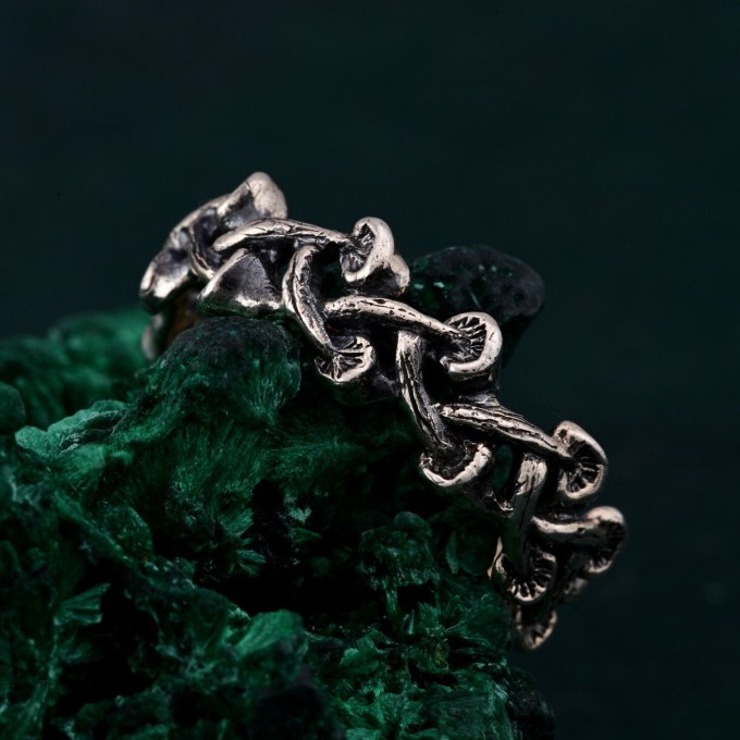 Mushroom Fantasy Ring - Nature-Inspired Silver Forest Symphony Ring