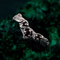 Accent Gold-Plated Silver Ring - Luxurious Handmade Leaf Motif Jewelry, Elegant Gift for Special Occasions