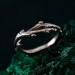 Handcrafted Silver Leaf Ring – Unique Gothic Style Wedding Band