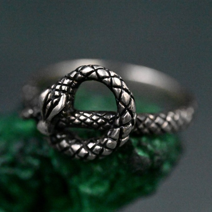 Unique Handcrafted Silver Serpent Gorgon Ring – Mystical Gothic Design, Powerful Symbolic Jewelry Gift