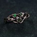 Enchanted Forest Silver Ring with Mystical Iridescent Jewel