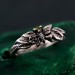 Unique Peridot Twig Engagement Ring - Nature-Inspired Sterling Silver Design with Butterfly