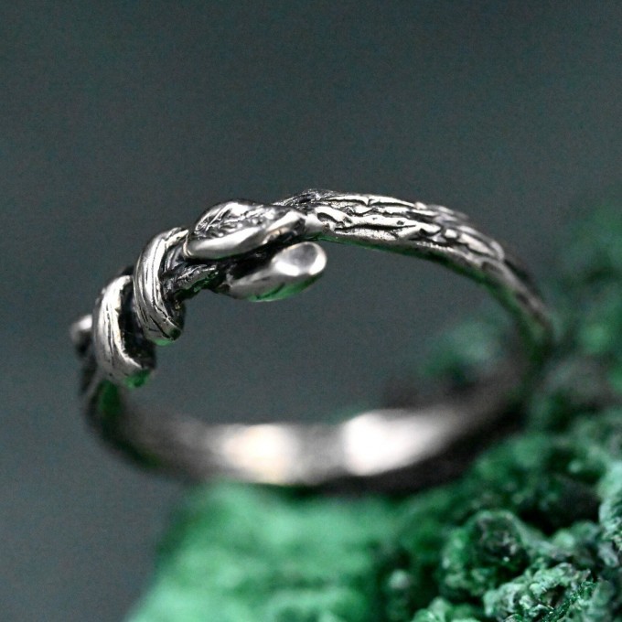 Enchanted Vines: Gothic Silver Nature Ring