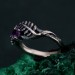Amethyst Fern Branchlet Ring - Graceful Twig and Fern Woodland Band