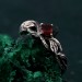 Silver Twig Branch Ring with Garnet Accent - Nature's Gemstone Adornment