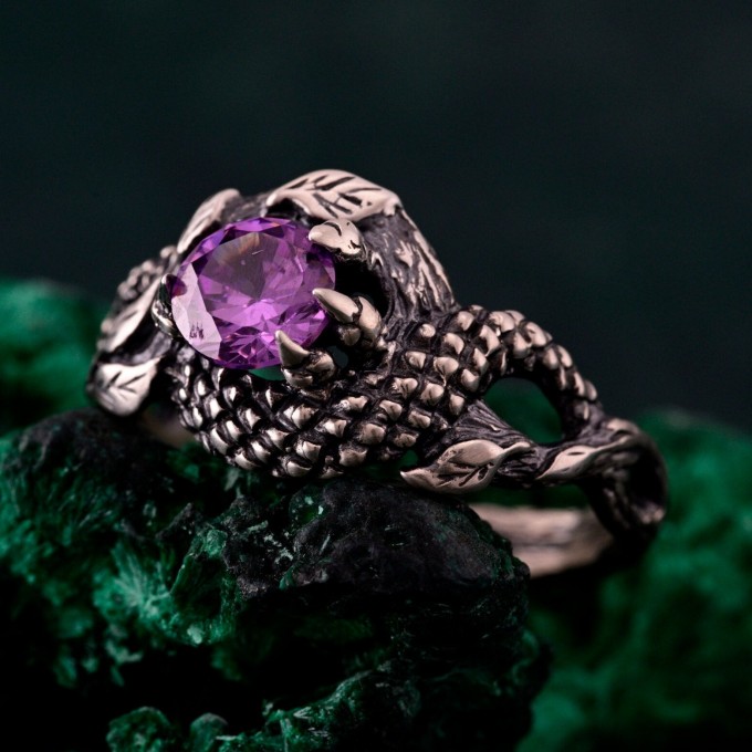 Heart of the Dragon: Gothic Amethyst Ring