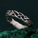 Celtic Pattern Sapphire Wedding Band - Wide Vintage Style Tree Bark Design for Couples