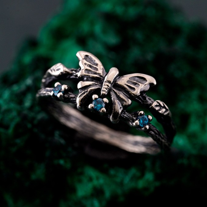 Sterling Silver Butterfly Ring - Whimsical Fairy Garden Jewelry