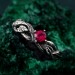 Delicate Twig Engagement Ring with Ruby – Leafy Branch Twisted Wedding Band