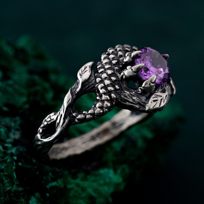 Heart of the Dragon: Gothic Amethyst Ring