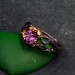 Elegant Alexandrite Wedding Ring for Women – Viking Promise Band with Artistic Leaf and Tree Motif