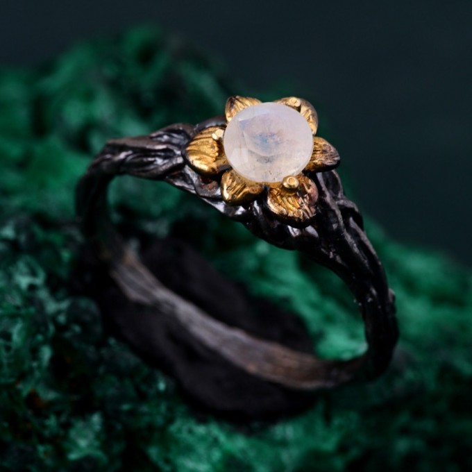 Enchanted Forest Ring - Blossom Twig and Woodland Whispers Design