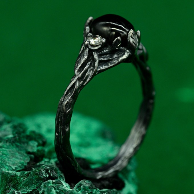 Romantic Silver Band: Ethereal Fairycore Flower Design