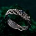 Oak Leaves Silver Dainty Topaz Engagement Ring