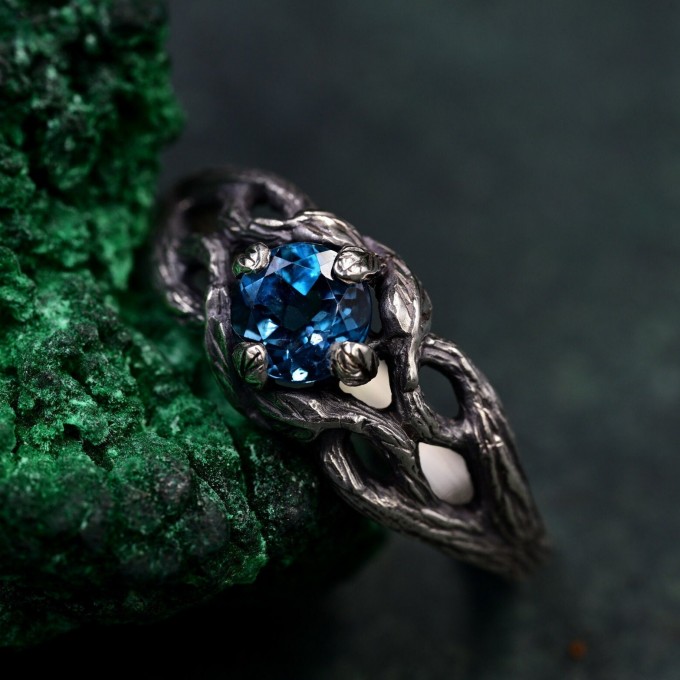 Silver Forest Bark Ring: Unique Rustic Tree Texture