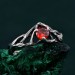 Unique Ring for Women's Engagement – Silver Nature-Inspired Design, Garnet Branch Ring, Perfect Gift for Her